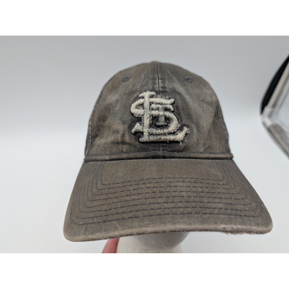 Red Jacket St Louis Cardinals Hat Faded Black Distressed Baseball Cap Adjustable